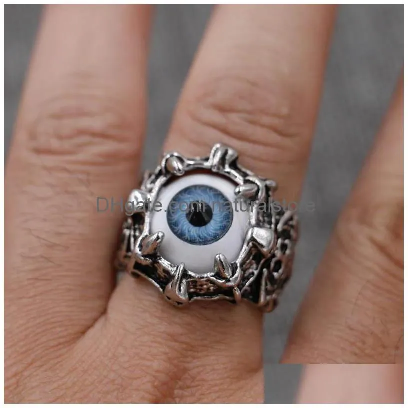 new men punk stainless steel biker ring dragon claw evil eye skull rings devil eyeball ring jewelry size 811