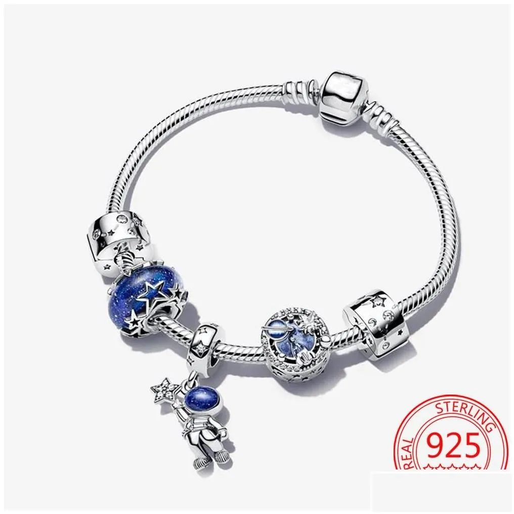 charm bracelets 925 pandoras sterling sier theme ensesest bracelet set astronaut pendant galaxy visit womens jewelry romantic birthd
