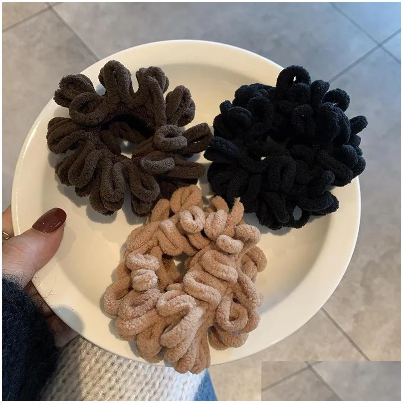 autumn and winter female plush fold tied hair high elasticity simple versatile towel rubber band not hurt hair headdress