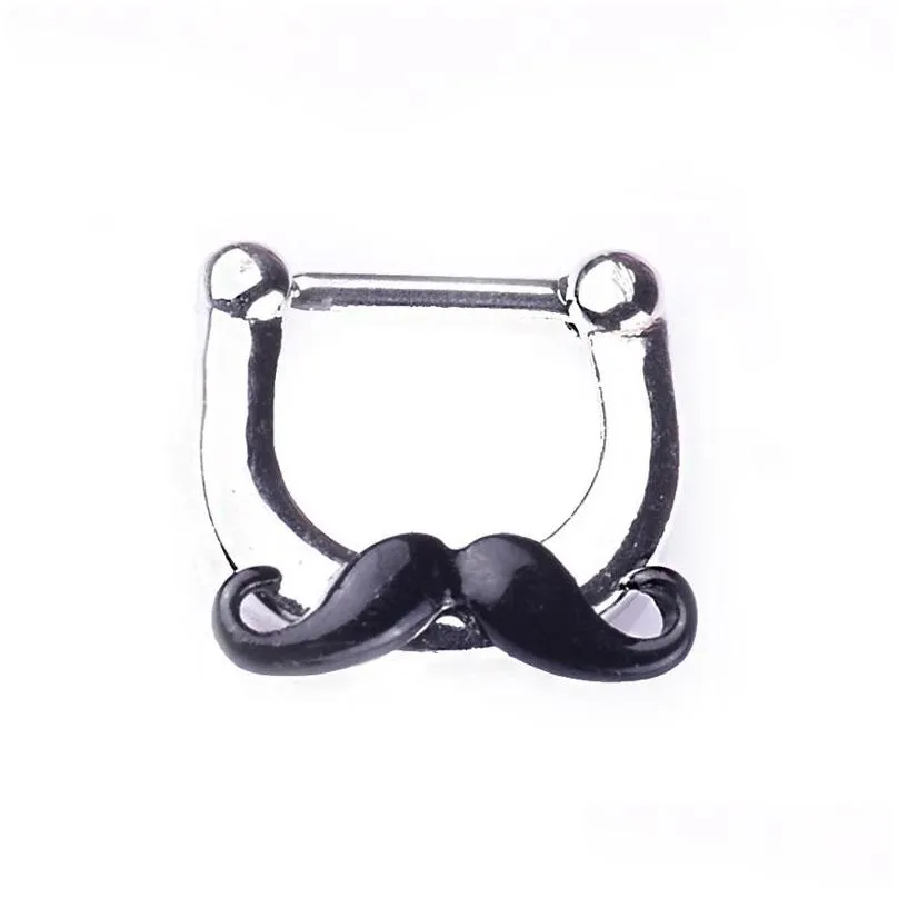puncture jewelry false noses stud beard stainless steel nose ring noseclip fashion trend nasal clip ornament 3 5ll y2