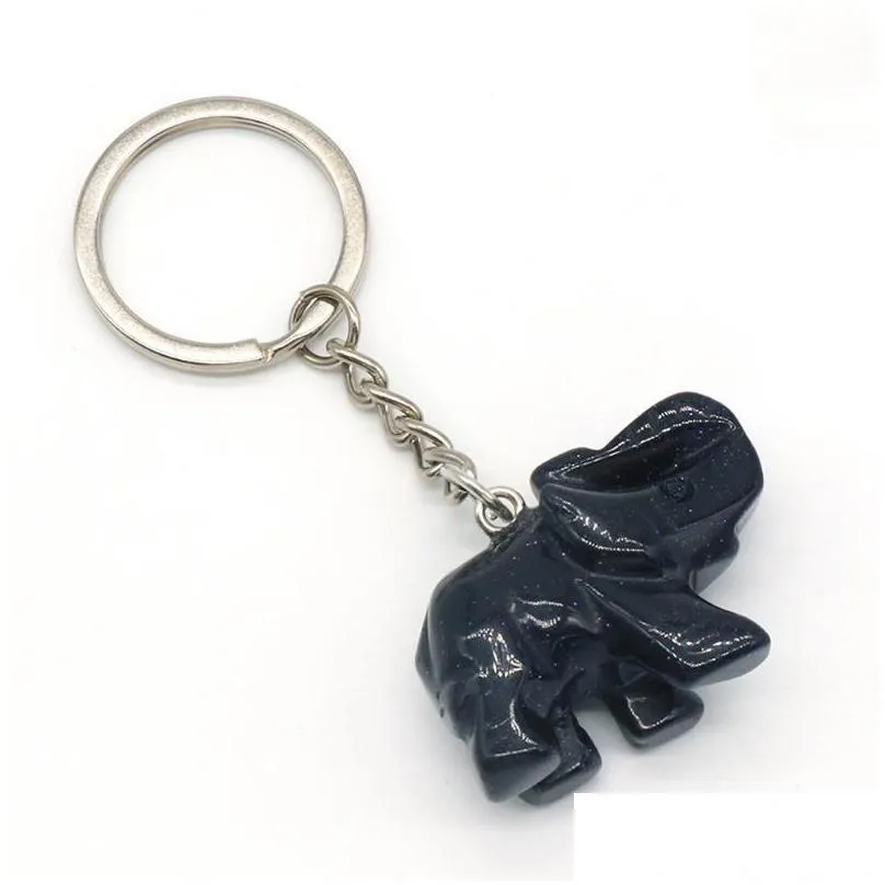 keychains natural stone crystal cute elephant women handbag wallet bag key chains accessories stainless steel keyring