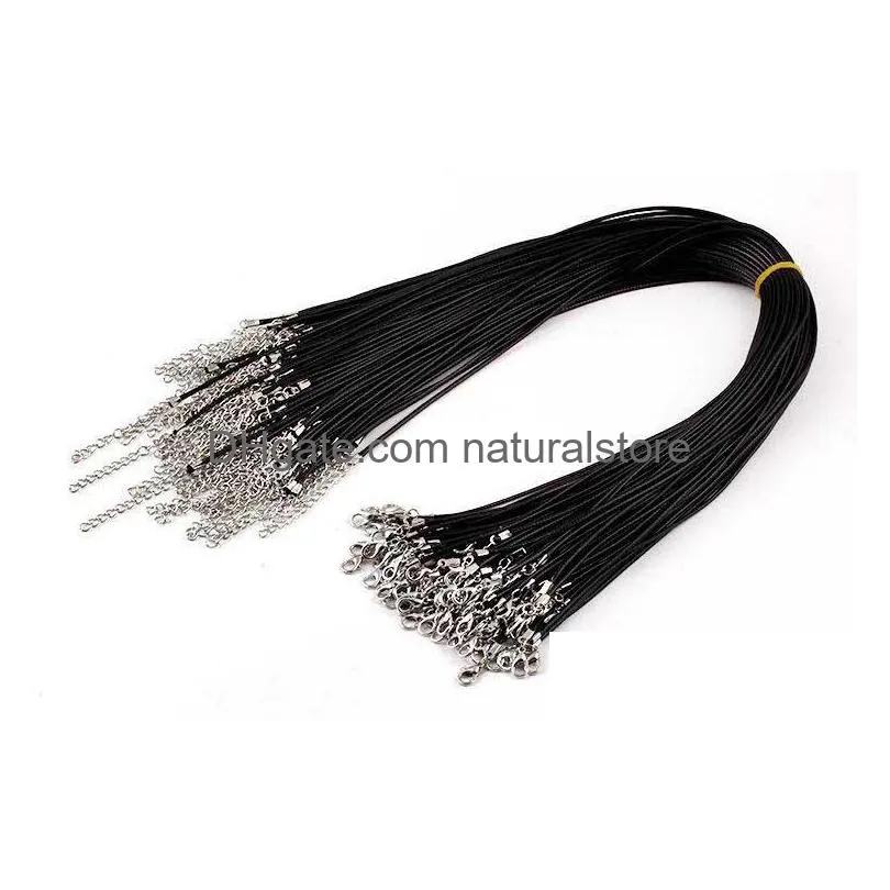 18 black leather cords with lobster clasp leather cord lanyard chains necklace diy jewelry accessory