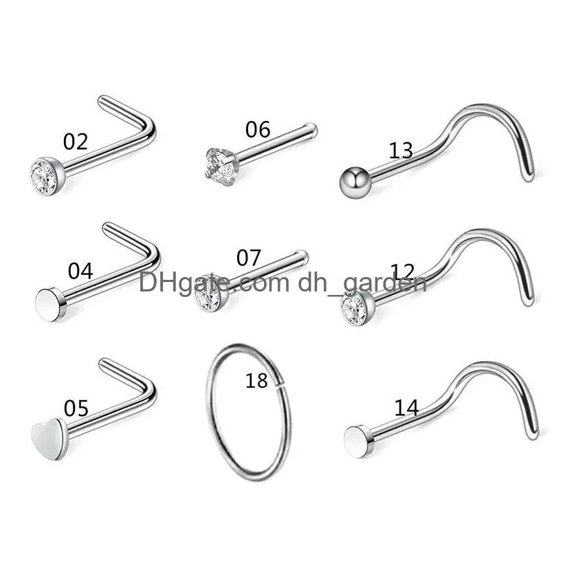 diamond nose ring anti allergy nasal stud screws rose ball piercing rings women hoop jewelry drop ship 188 q2