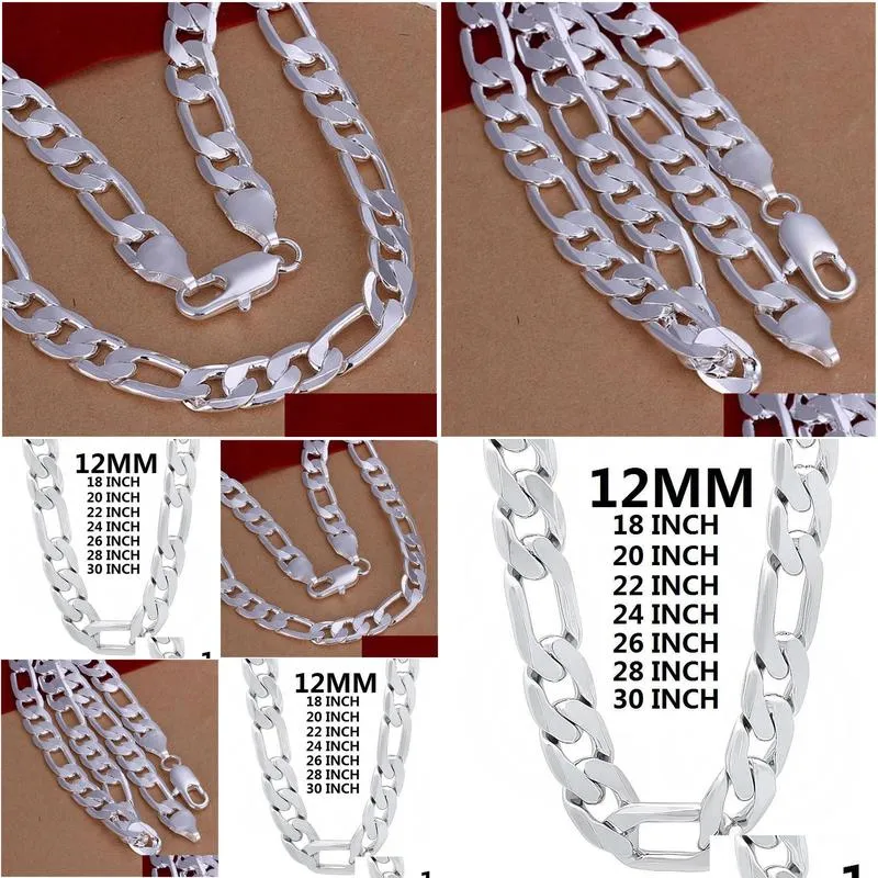 chains solid 925 sterling silver necklace for men classic 12mm cuban chain 1830 inches charm high quality fashion jewelry wedding