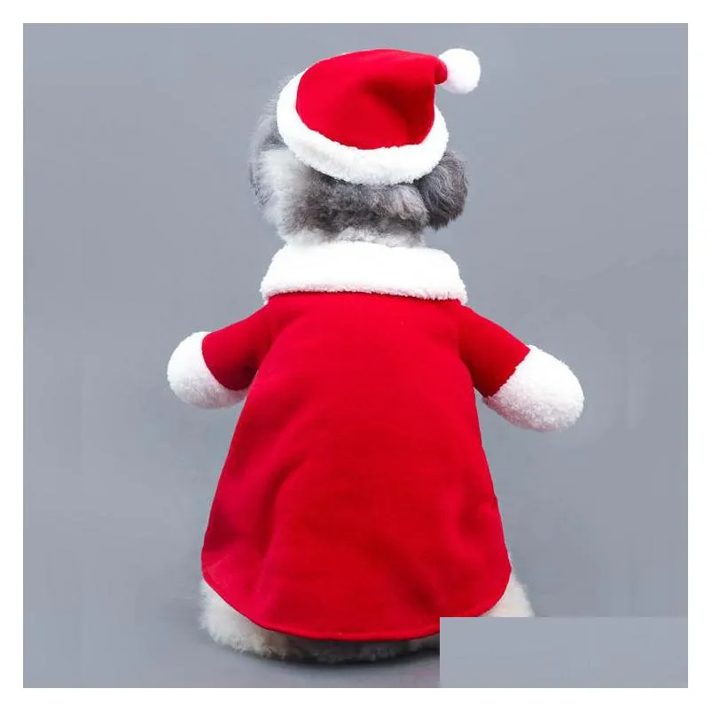 xs to xxl dog apparel christmas pet clothes with hat new year party decorations red winter cats accessories sweet santa claus cosplay look standing vertical