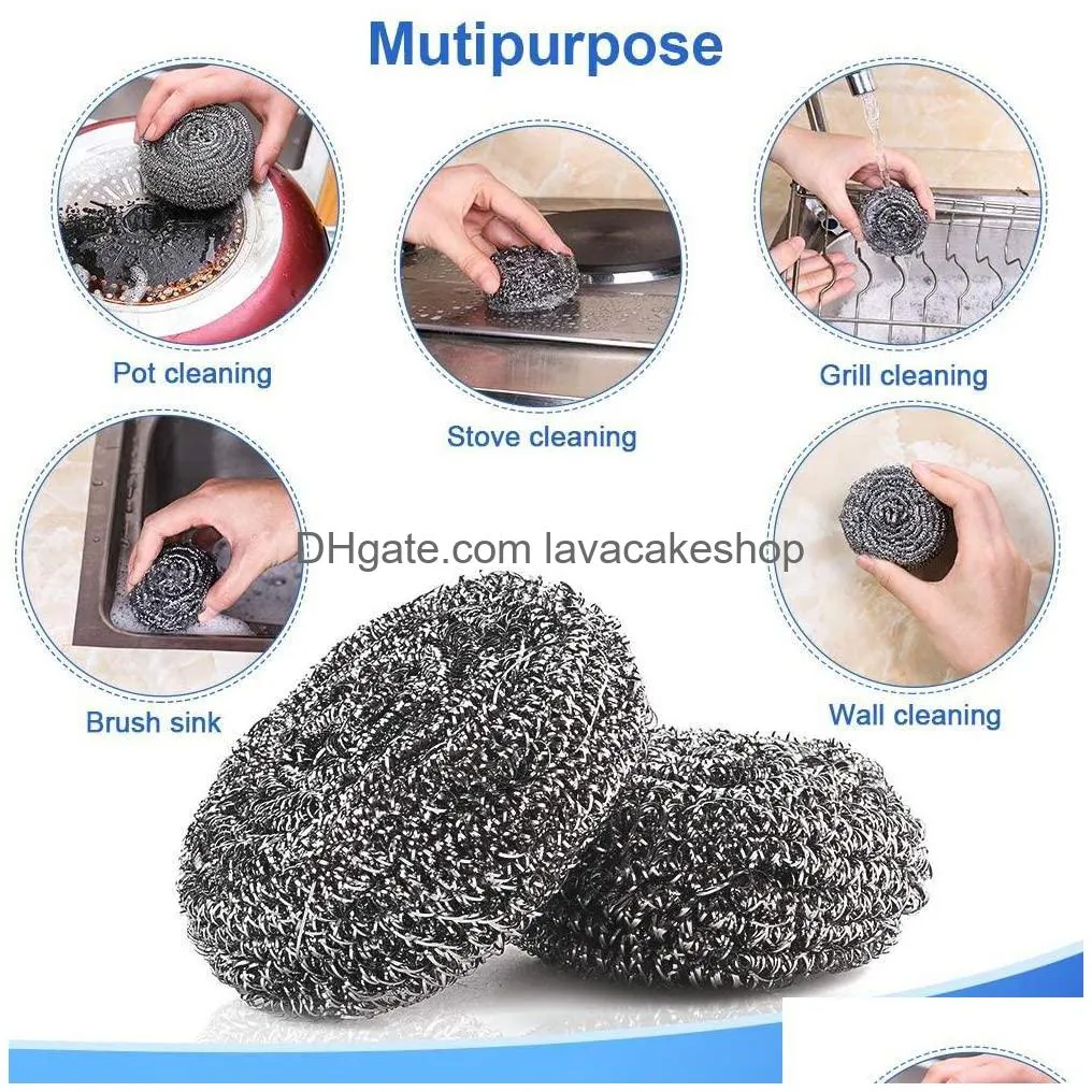 40pcs kitchen stainless steel scouring pads wash pot household department store dish washing decontamination clean wire ball wires