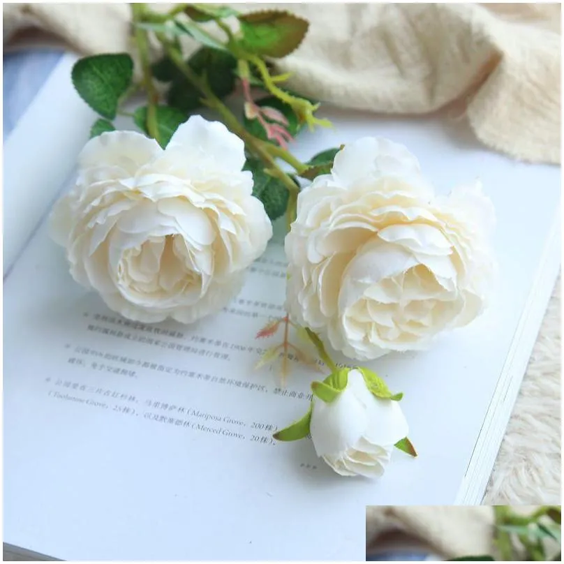 artificial western rose artificial 3 head peony wedding party home decor silk materials peony flower fake rose flowers