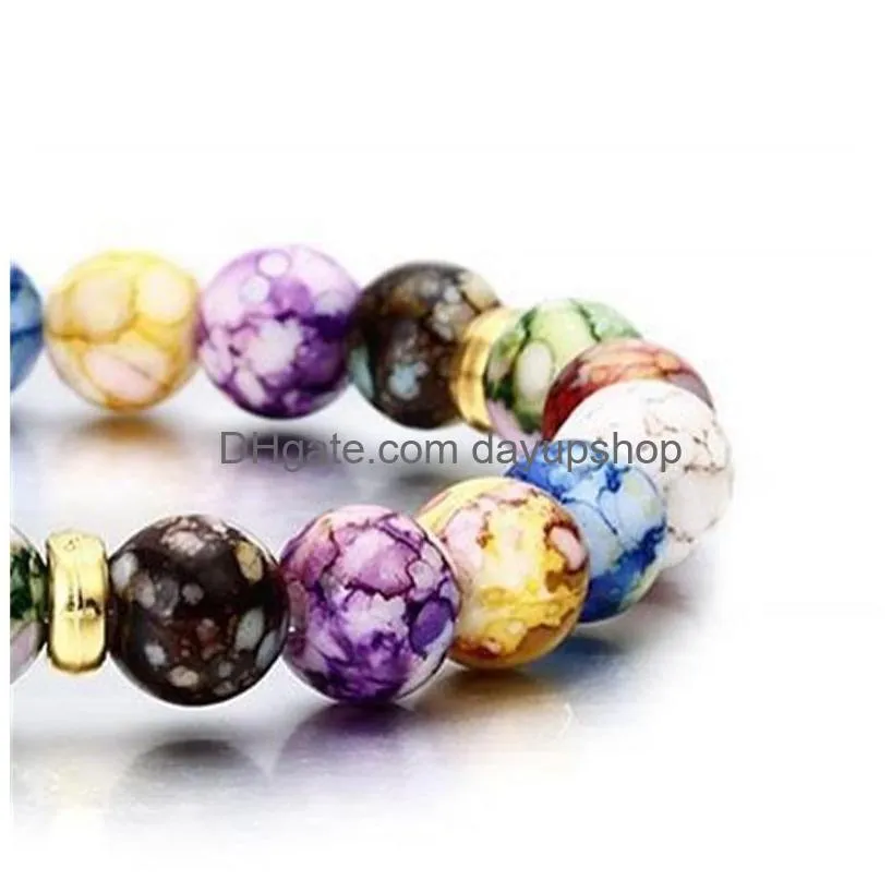 natural resin chakra strands bracelet fashion colorful ornaments energy new jewelry women man beaded bracelets yoga christmas 1 6zx