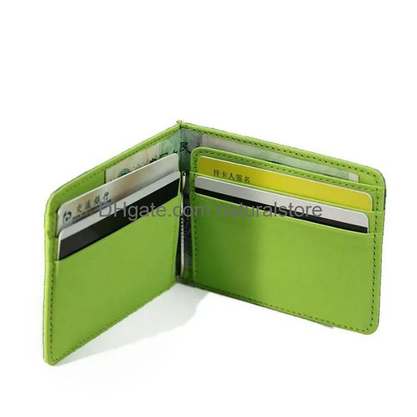 2018 new men leather money clips solid metal id credit card wallets purses money holder clip