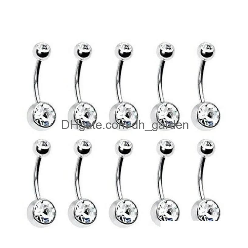 double clean diamond navel piercing navel ring 100pcs/lot fashion body jewelry 100 guaranteed 14g 660 q2