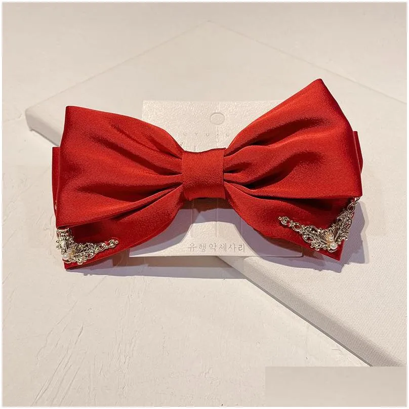 barrettes palace style high luxury bow hairpin design sense of elegance top head hair spring clip hair accessories