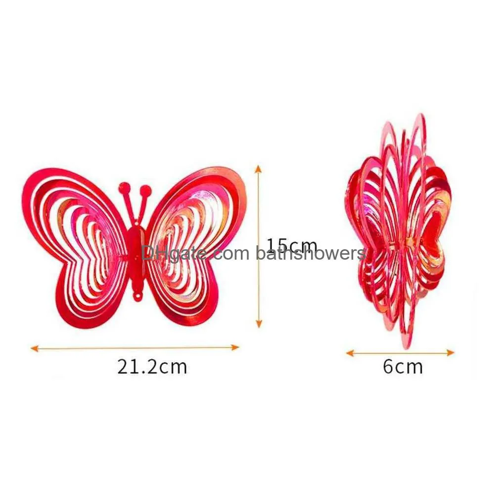 butterfly wind spinner abs wind catcher love rotating wind chime butterfly reflective scarer hanging ornament garden decoration y0914