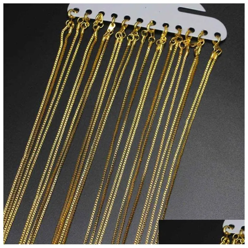 12pcs dia 1.5mm metal losster clasps chains necklace lot women copper gold color link chain necklace fashion jewelry length 40cm