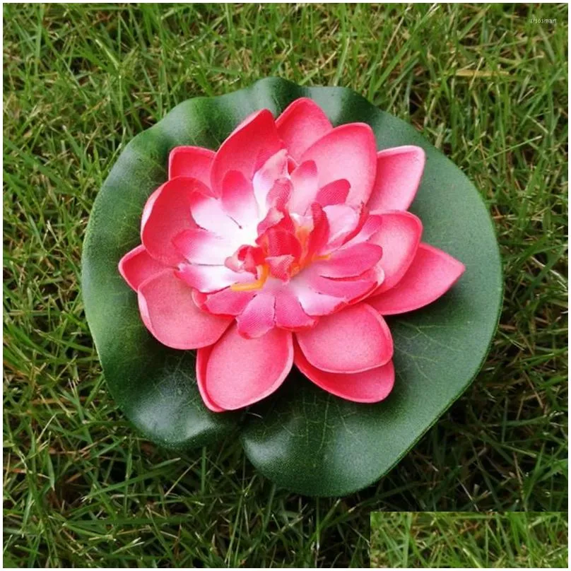 decorative flowers lotus artificial lily floating water flower pond pads plantdecorpondspool fake simulation leaves decorations