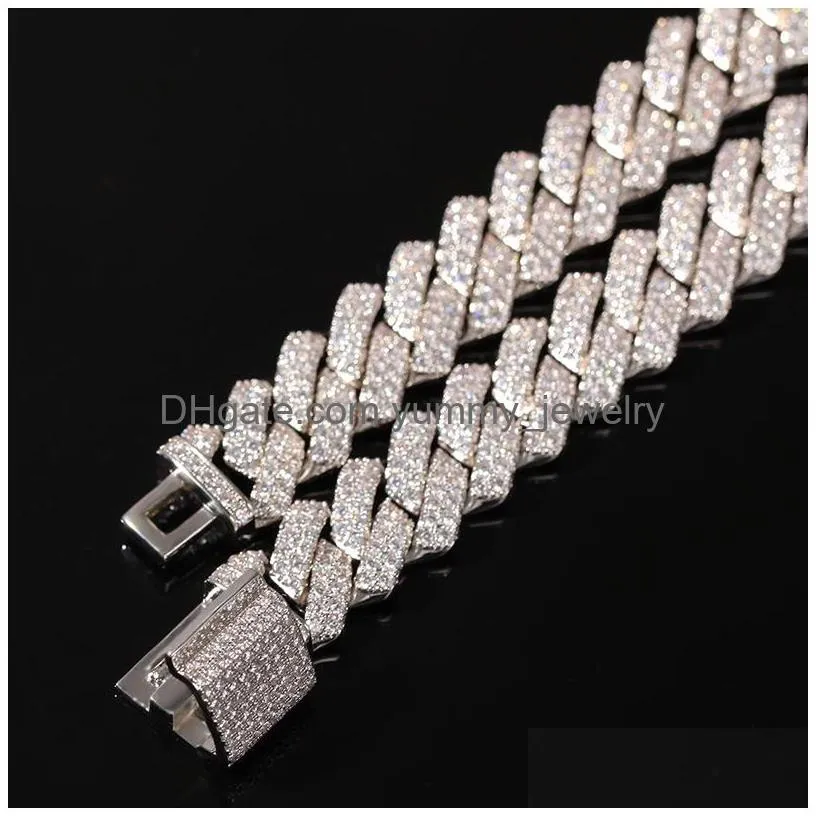 chain hip hop add cubic zirconia bling iced out gold silver open lock seamless cuban  link chain bracelet for men rapper jewlery 364