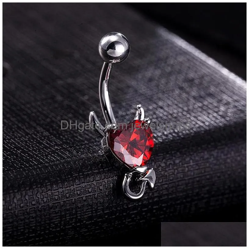 wholesale 3 colors little evil shape silver 316l stainless steel jewelry navel bars silver belly button ring navel body piercing 124