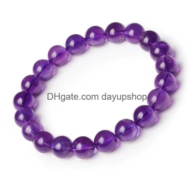 8mm round beaded strand shape glass purple amethyst crystal gemstone beads bracelet for man woman bracelets stretch 1135 q2