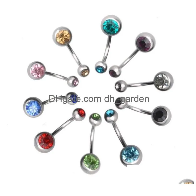 new stainless steel belly button rings navel rings crystal rhinestone body piercing bars jewlery for womens bikini fashion jewelry 285