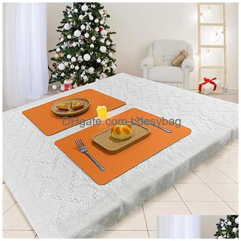 table placemat tableware mat pad faux pu leather placemat heat insulation pad waterproof stain resistant placemats