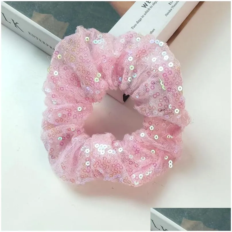 sequin gauze luminous large intestine hair circle net red personality fashion color hair rope led flash p ography bouncing di hairs