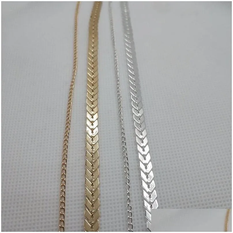 multi arrow choker necklace women two layers necklaces collares fishbone airplane necklace flat chain chocker on neck jewelry