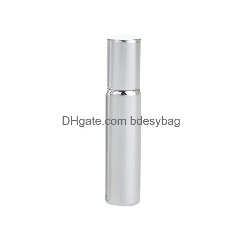 5ml 10ml roll on glass bottle refillable essential oil perfume bottles portable empty cosmetic containers with metal roller ball