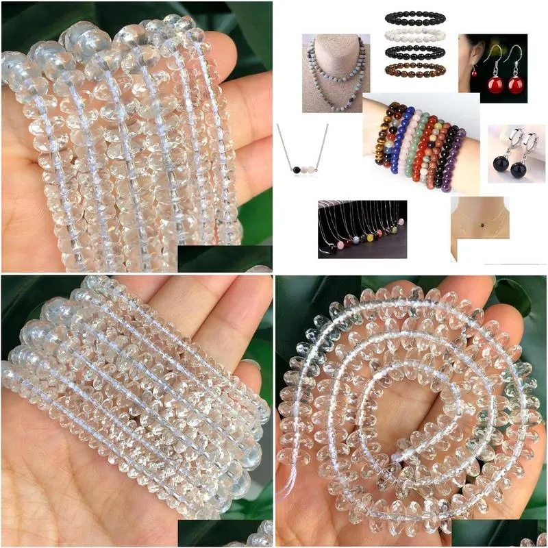 other 10mm faceted rondelle clear quartz crystal glass beads round loose spacer for jewelry diy bracelet earrings 15inchesother ot