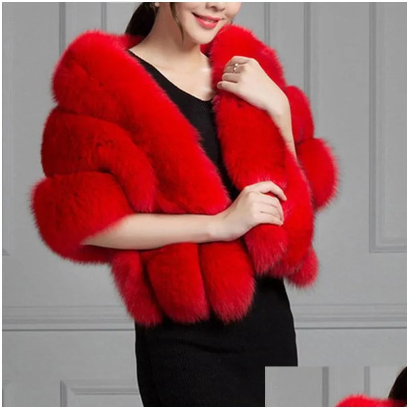 scarves winter women faux fur long shawl stole wrap shrug scarf bridal wedding elegant pashmina warm female waistcoat cloak coat