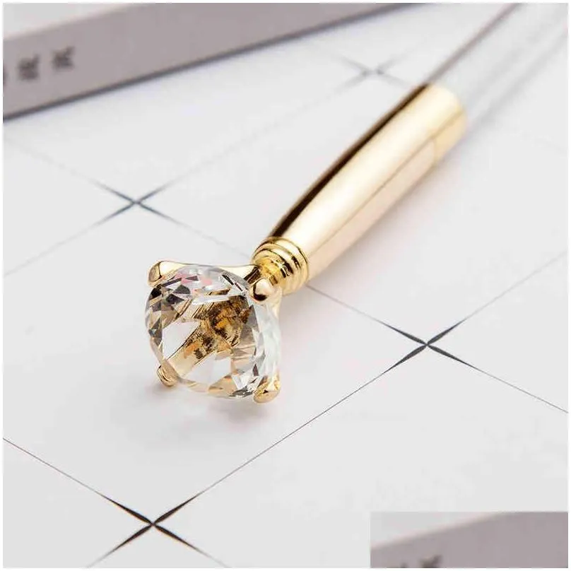 15 color big diamond ballpoint pen crystal gem pens metal ballpen advertising gift custom logo fashion school office stationery jy0602