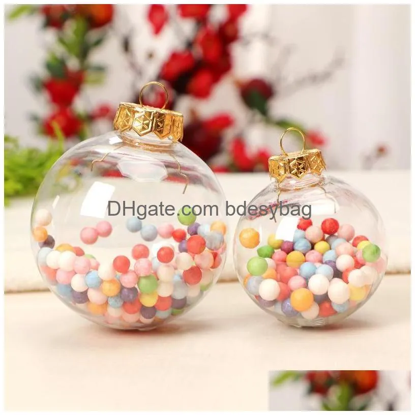 6cm 8cm 10cm clear plastic fillable ornament balls diy hanging ball pendant for christmas holiday wedding party decorations