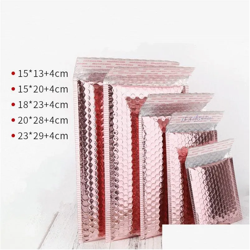 rose gold bubble mailers packaging bags waterproof shockproof envelopes mailers with self seal adhesive multisize