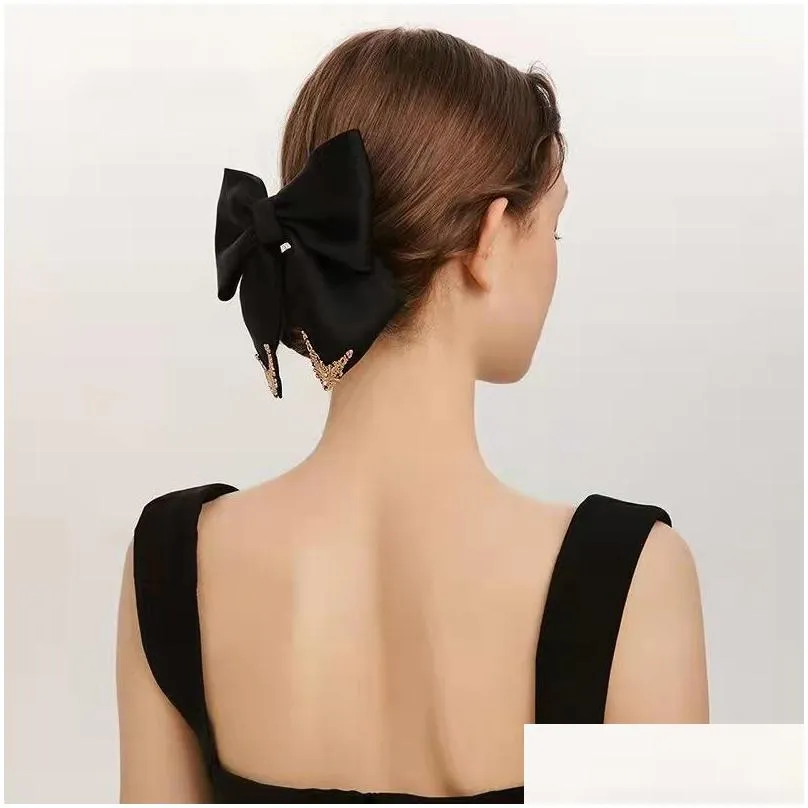 barrettes palace style high luxury bow hairpin design sense of elegance top head hair spring clip hair accessories