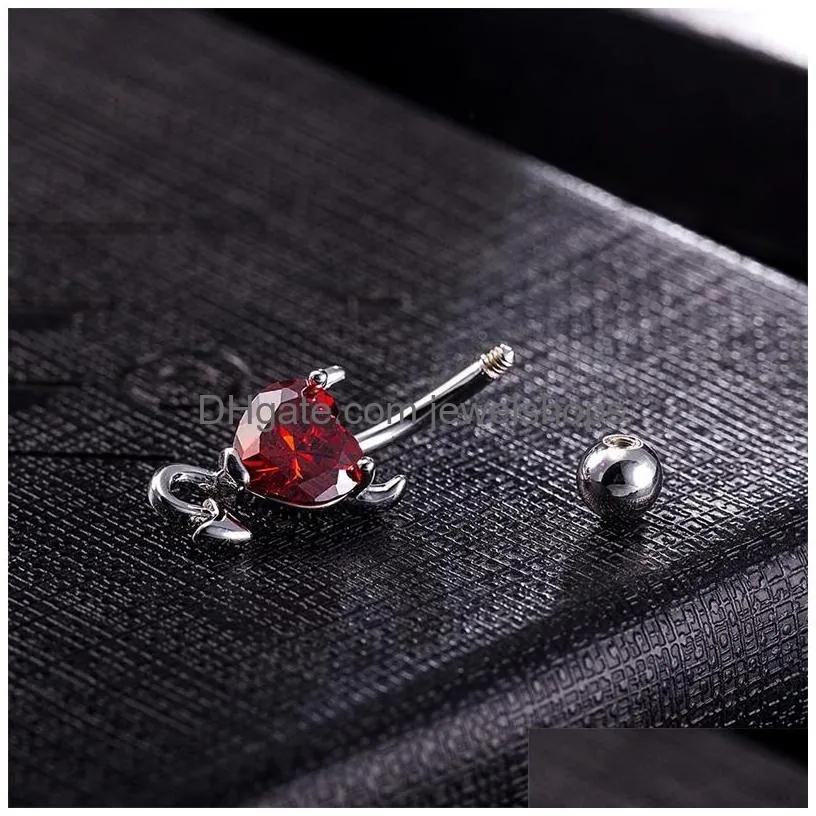 wholesale 3 colors little evil shape silver 316l stainless steel jewelry navel bars silver belly button ring navel body piercing 124