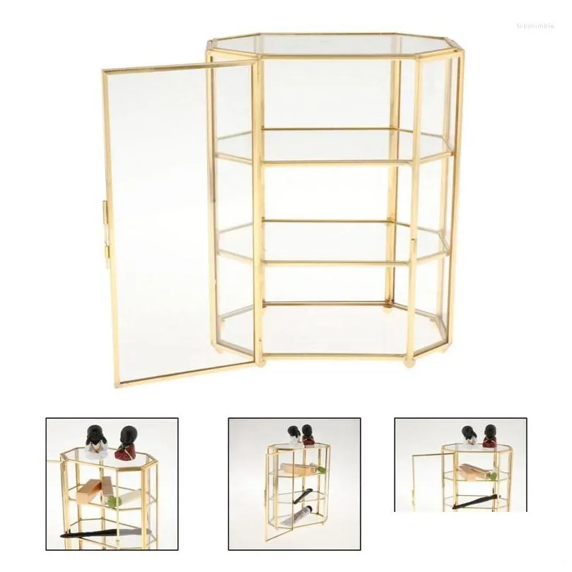 jewelry pouches 3tier box glass makeup organizer multifunction display case for dressing table decoration storage