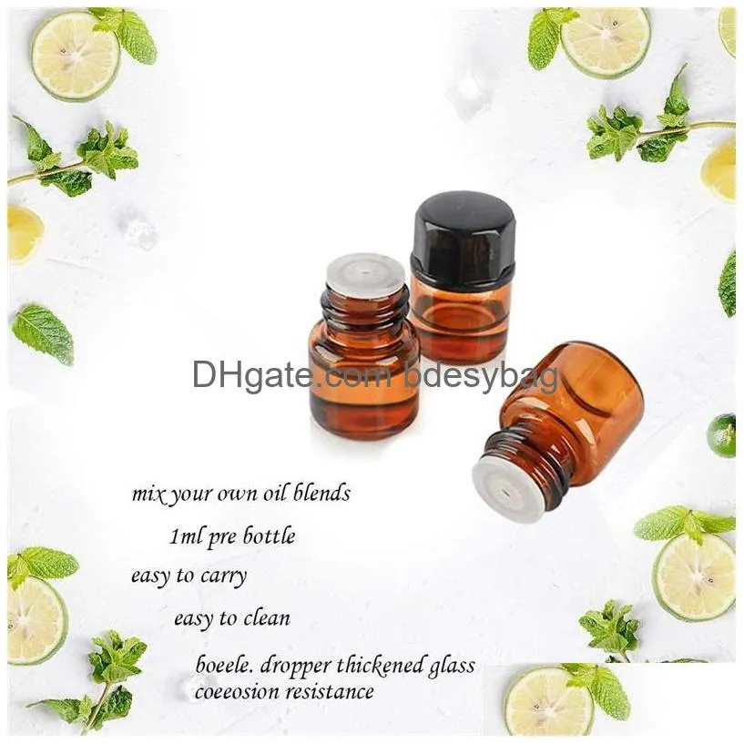 mini bottle empty glass plastic amber  oil bottle with orifice reducer refillable bottles vials