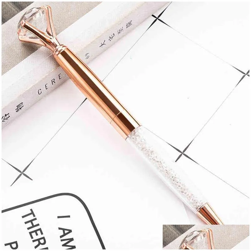 15 color big diamond ballpoint pen crystal gem pens metal ballpen advertising gift custom logo fashion school office stationery jy0602