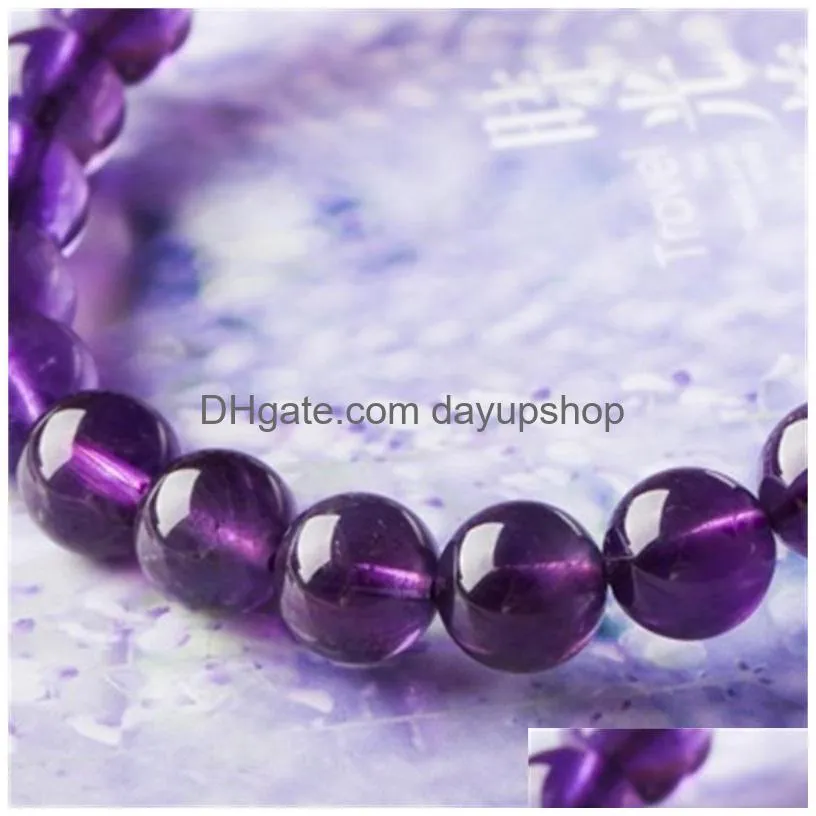 8mm round beaded strand shape glass purple amethyst crystal gemstone beads bracelet for man woman bracelets stretch 1135 q2