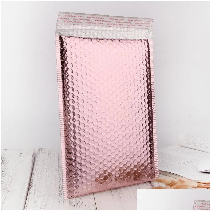 rose gold bubble mailers packaging bags waterproof shockproof envelopes mailers with self seal adhesive multisize