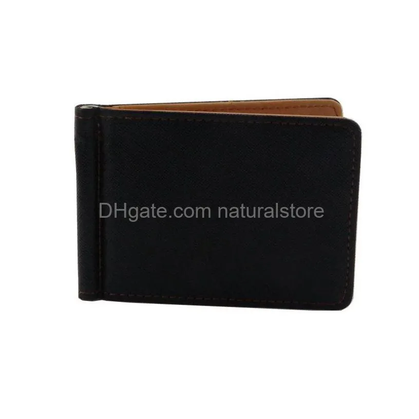 2018 new men leather money clips solid metal id credit card wallets purses money holder clip