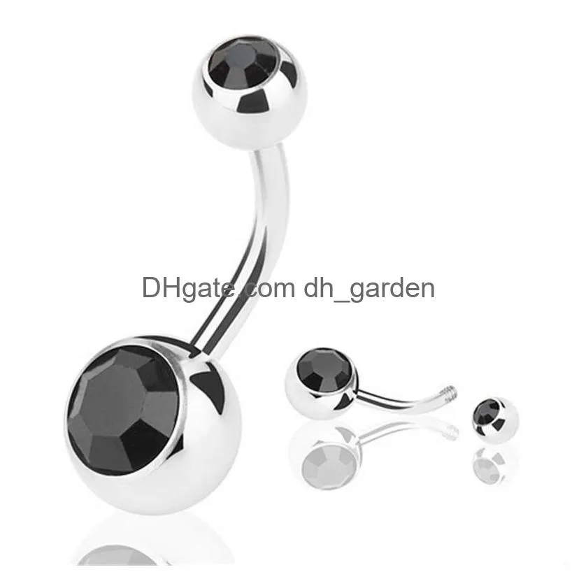 new stainless steel belly button rings navel rings crystal rhinestone body piercing bars jewlery for womens bikini fashion jewelry 285