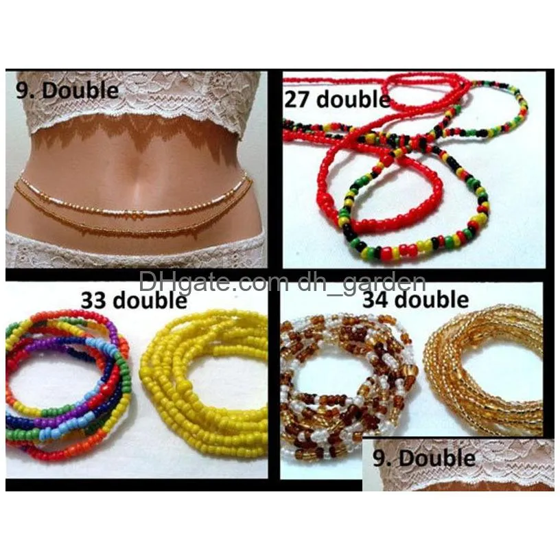 ethnic sexy beach waist chain african belly bead chains 7pcs/set tribe colored resin beaded summer bikini body jewelry accessories 805