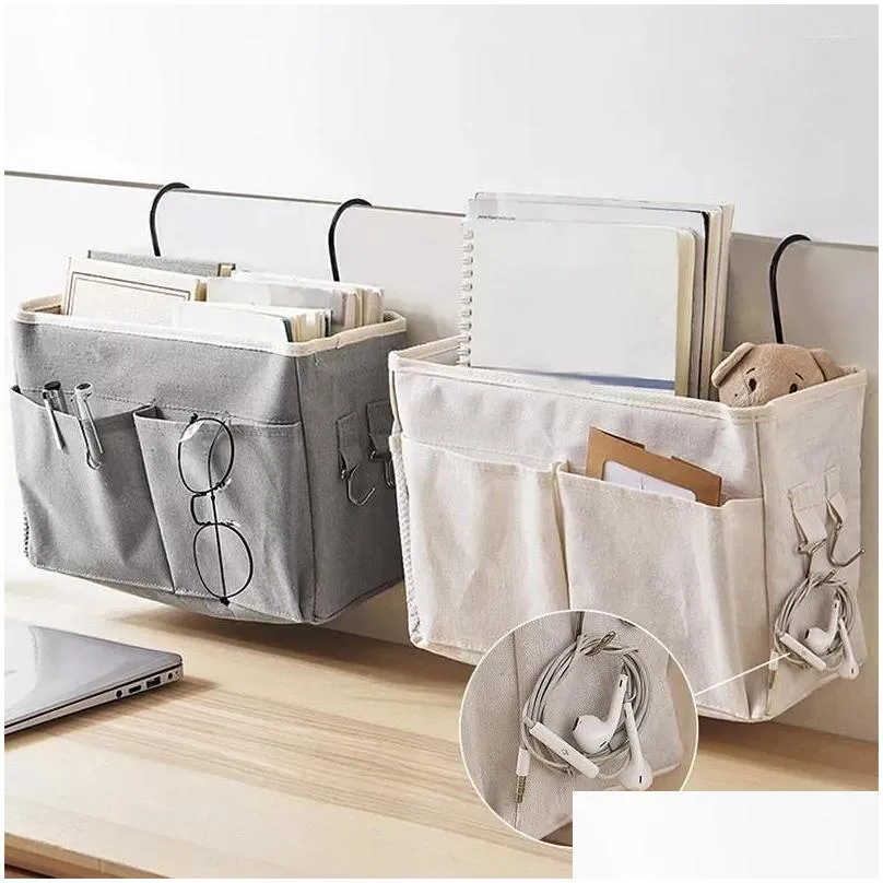 storage boxes bedside hanging organizer pocket bag wardrobe canvas bedroom bathroom magazine tote organizador pouch