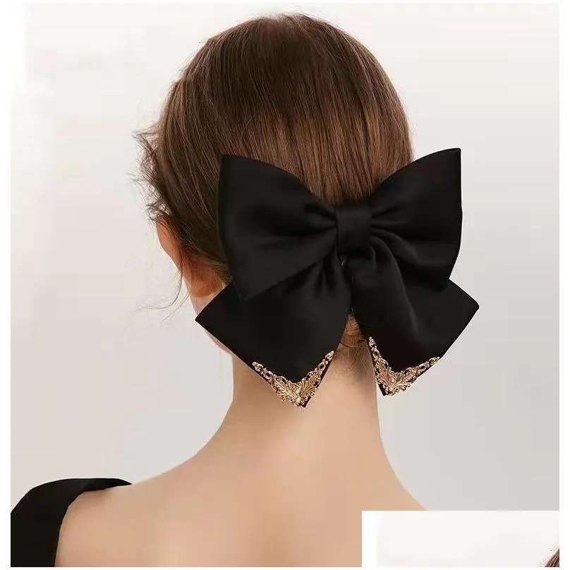 barrettes palace style high luxury bow hairpin design sense of elegance top head hair spring clip hair accessories