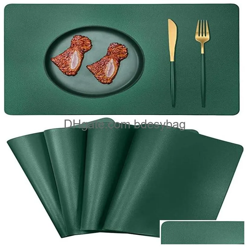 faux pu leather placemats waterproof heat resistant durable table mats stain resistant placemats for kitchen table