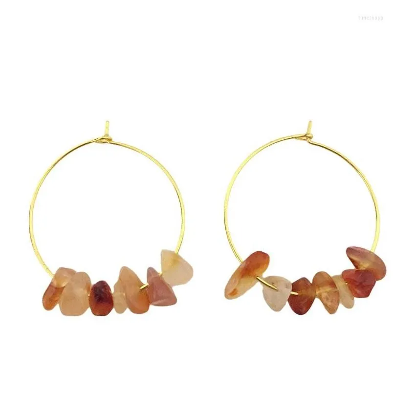 hoop earrings tumbled stone irregular chips drop for women healing crystal dangle with leverback hook