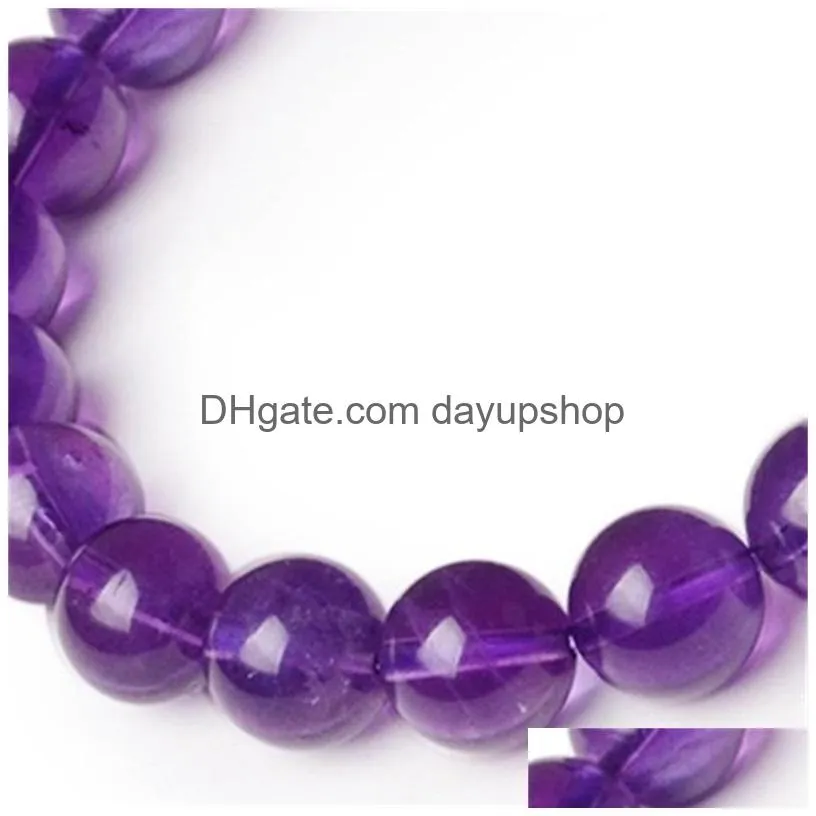 8mm round beaded strand shape glass purple amethyst crystal gemstone beads bracelet for man woman bracelets stretch 1135 q2