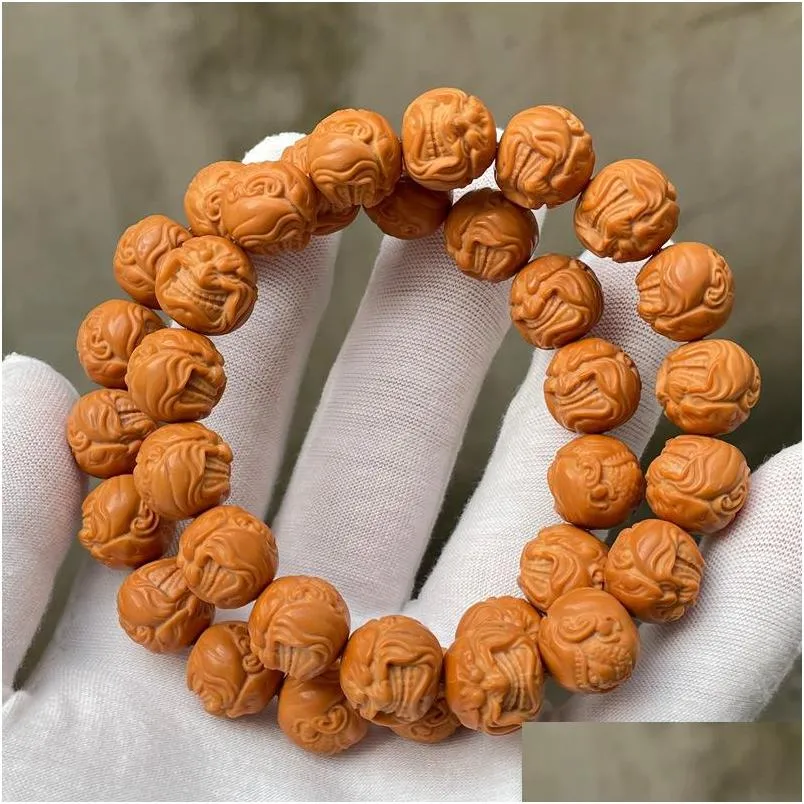 hand carving unisex monkey head strands light bead string small walnut wholesale evil monk arhat hands strings