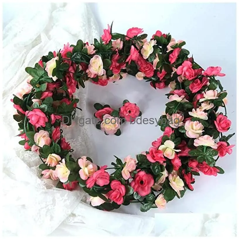 artificial rose vine flowers fake hanging flower with green leaves for wedding ceremony home garden decorations