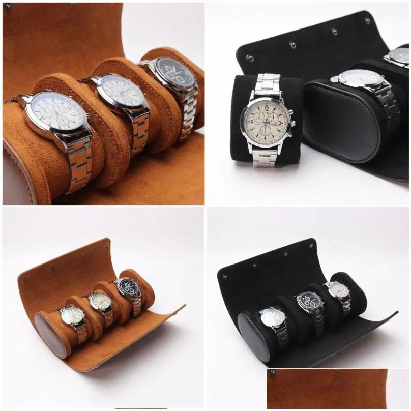 slots watch roll travel case portable leather storage box slid in out jewelry pouches bags