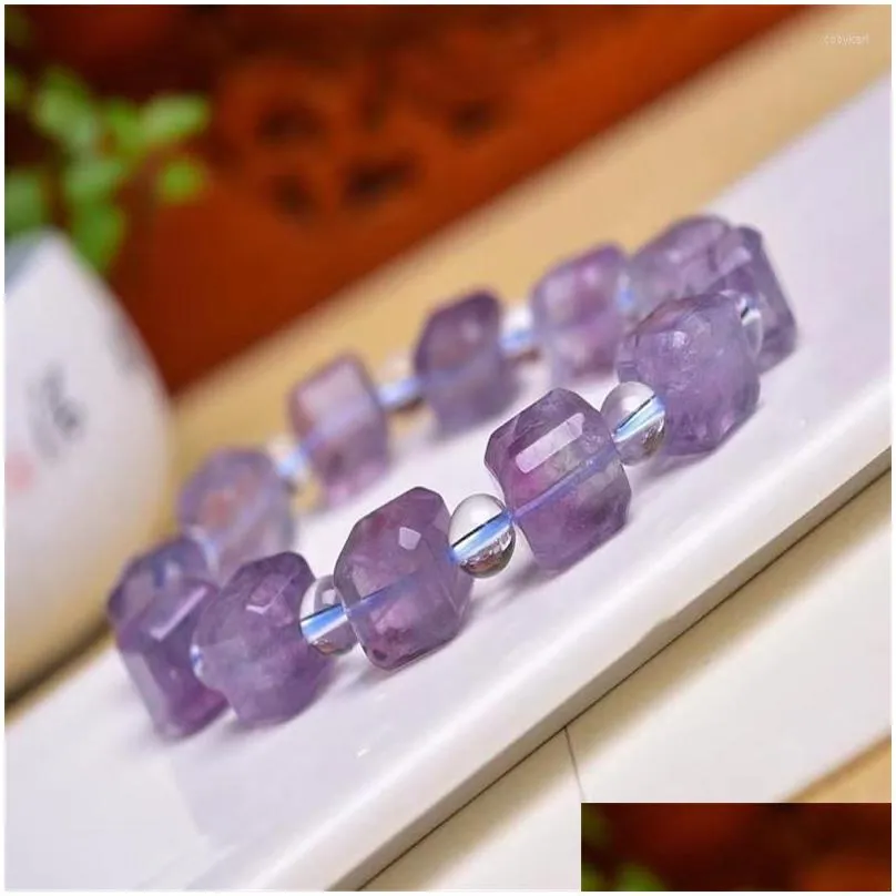 strand 9mm natural colorful fluorite bracelet jewelry for women men healing love gift crystal beads stone clear gemstone strands